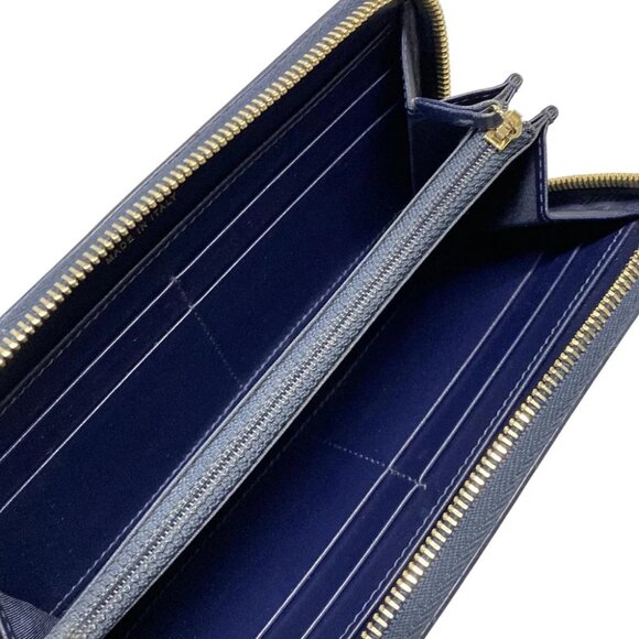 Auth CHANEL CC Filigree, Matelass A84449 Navy Calfskin Leather Long Wallet - Picture 3 of 12